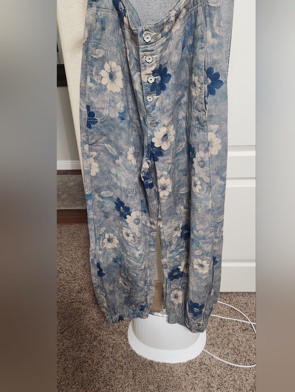 LAST ONE POL Vintage Washed Printed Twill Relaxed Fit Floral Pants Various Sizes - Picture 5 of 7
